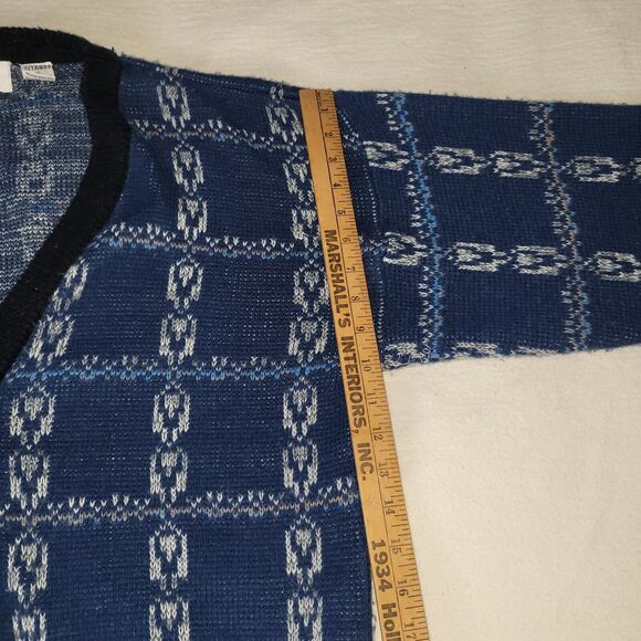 Vtg Gitano Sweater Mens Sz S Blue Knit 80s Aztec Ski Snow Korea Button Retro - Picture 11 of 16